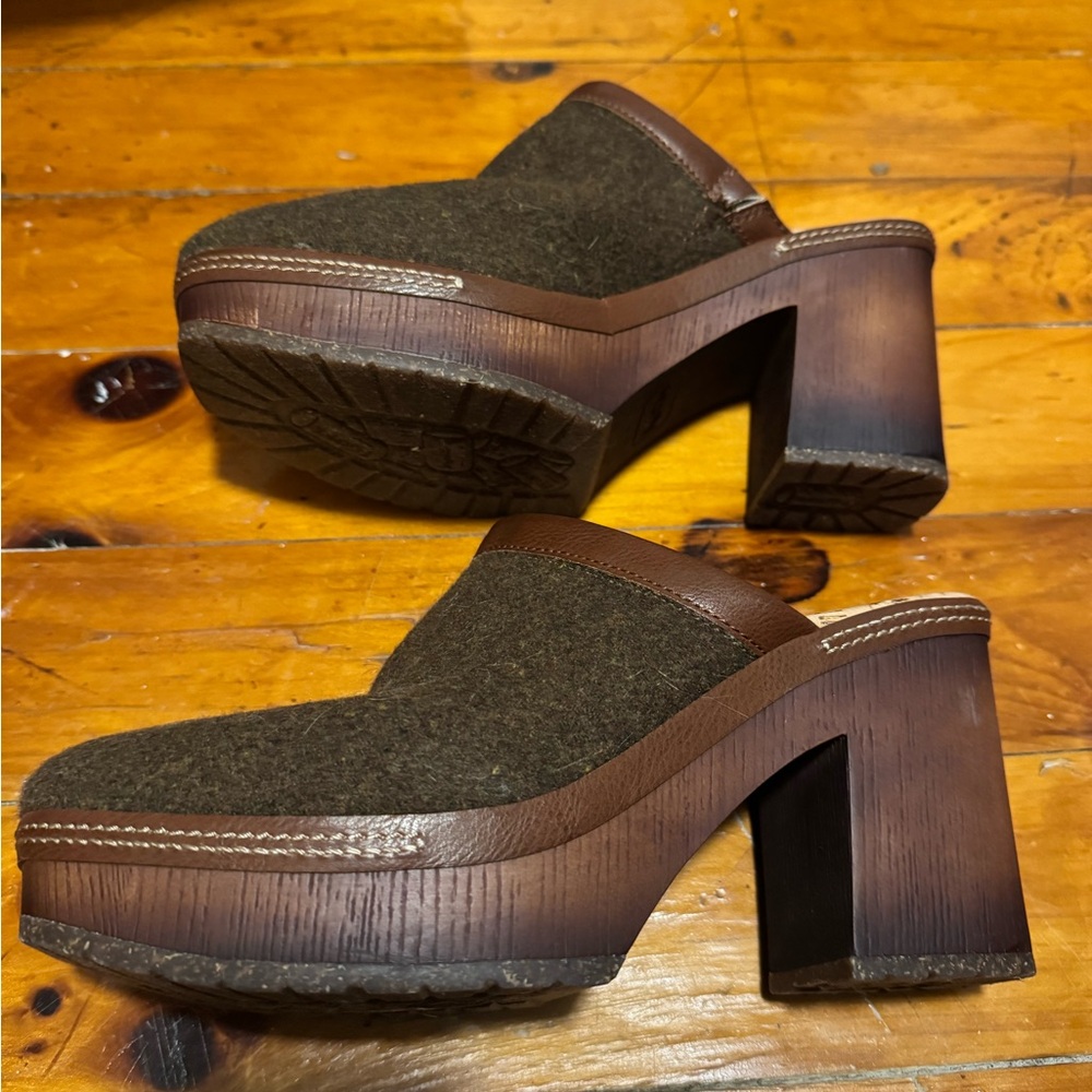 Kork-Ease Dark Brown Wool Mules